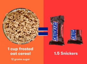 cereal is high in sugar and can affect child's teeth