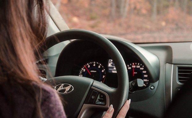 Women driving in car