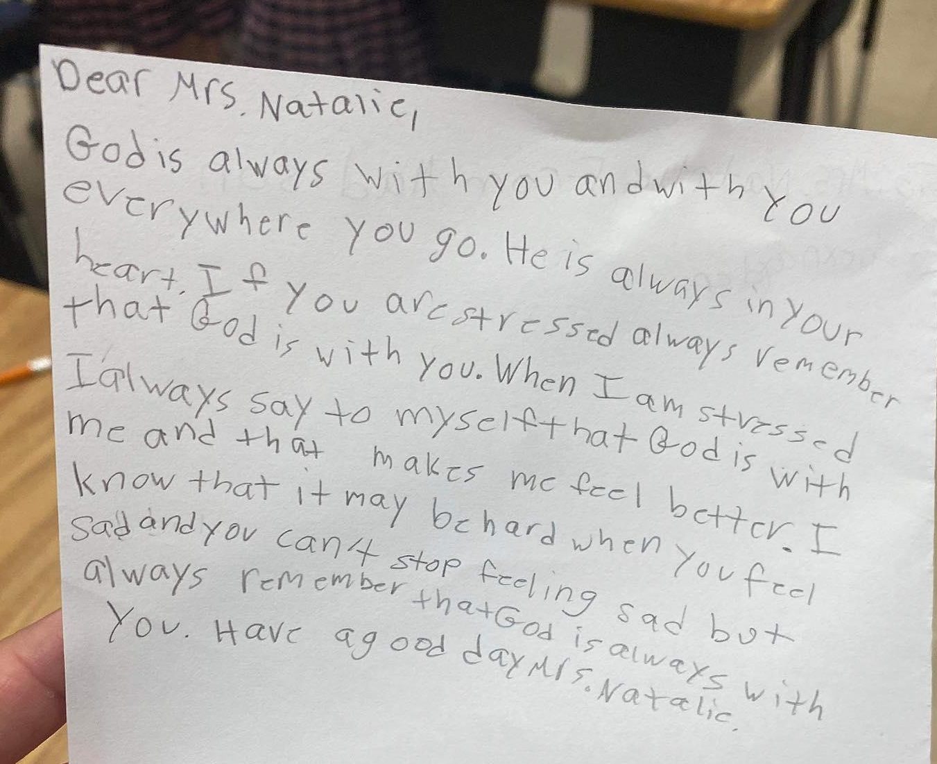 A Note To Always Remember From A 3rd Grade Student